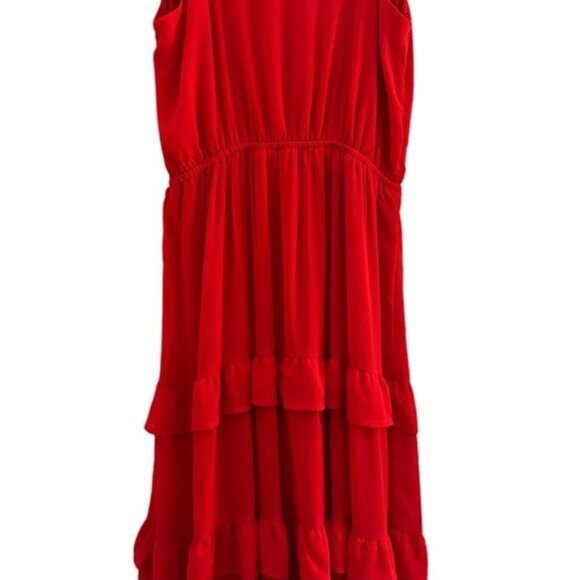 NWT Flying Tomato | Red Chiffon Tiered Ruffled Maxi Dress Size Small - Picture 8 of 11
